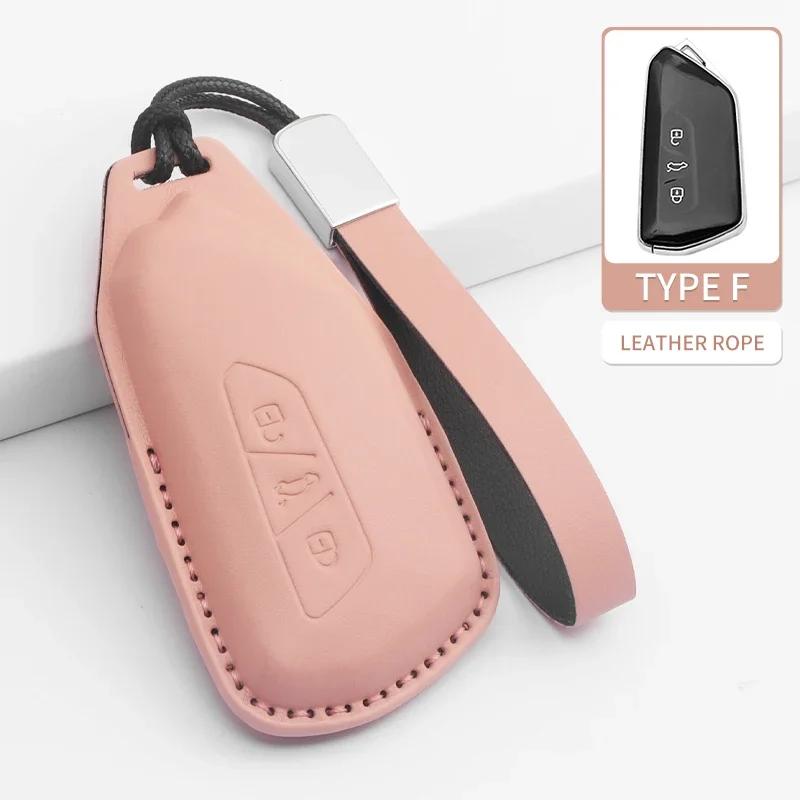 Car Key Cover For VW Volkswagen MK7 Golf 7 Passat Tiguan MK2 For SEAT Ateca Leon FR 2 PU Car Key Protector Shell Accessories