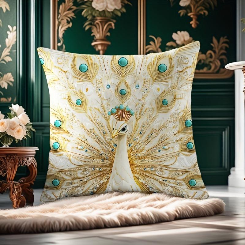 

3D Peacock Creative Design PillowcaseSuitable for sofa car bedroom decorative cushion cover pillow cover 16x16Inch