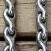 Sturdy Ribbed Chain Cowhide Handle Stainless Steel Anti-Bite Leash for Medium to Large Dogs