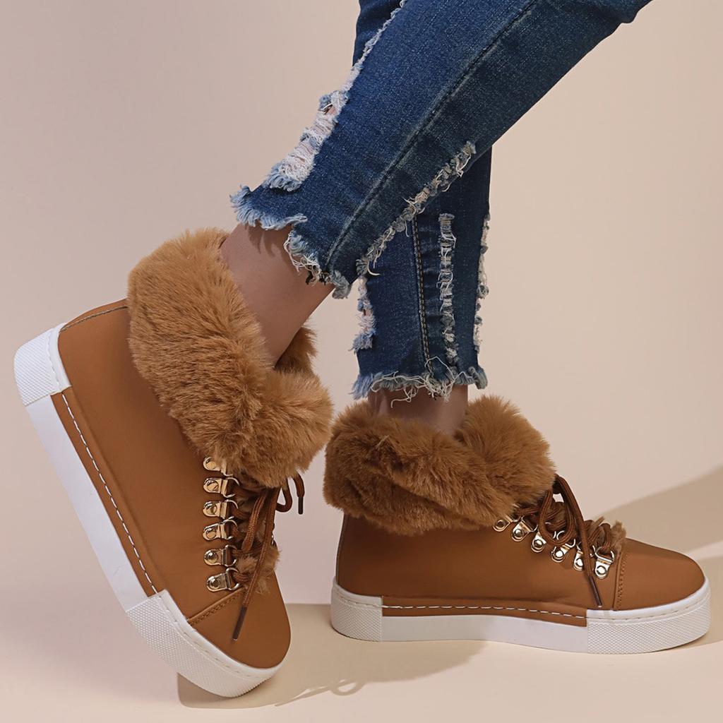 European and American Short Snow Boots for Women's 2024 Winter New Suede Plush Casual Short Boots Zapatillas De Mujer Sneakers