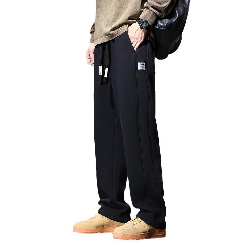 

Утолщенные флисовые повседневные брюки для мужчин на осень и зиму, трикотажные повседневные брюки, скользящие по полу, универсальные, облегающие, прямые зимние мужские брюки 4XL