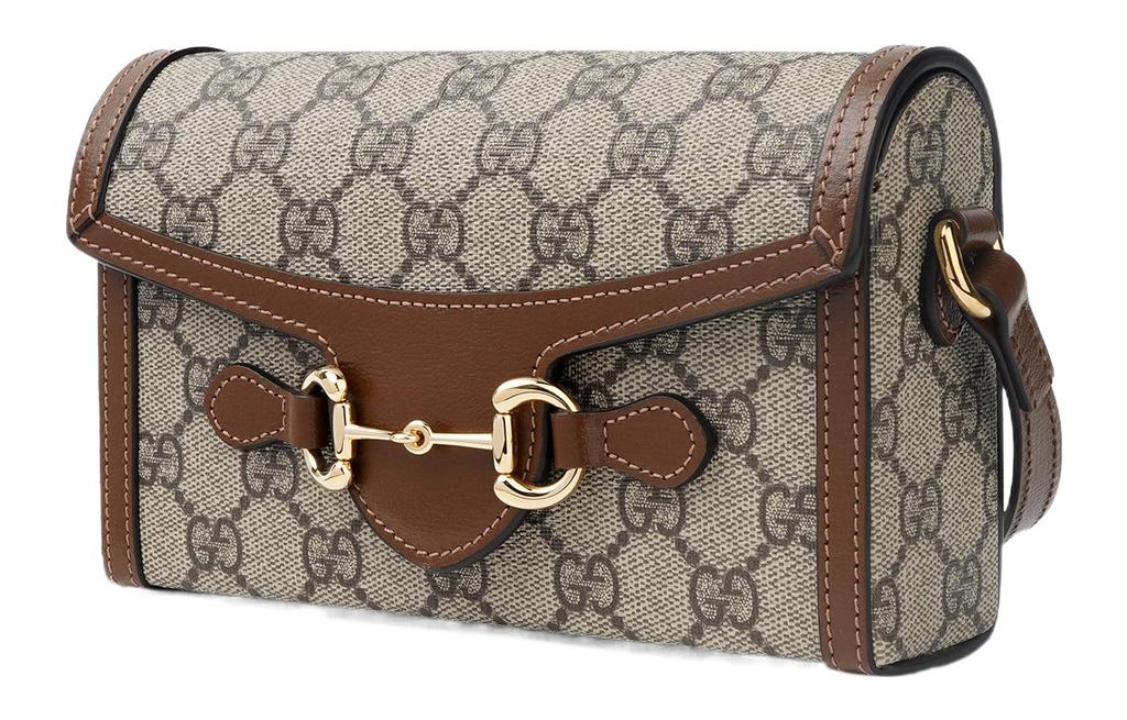 Gucci Horsebit 1955 Messenger Bag With Horsebit Buckle Featuring An Aged Flower Logo Made Of Canvas