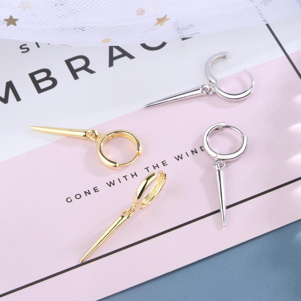 925 Sterling Silver Earrings Cone Pendant Electroplated Gold Women's Elegant Fashion Wedding Anniversary Earrings Jewelry Gift