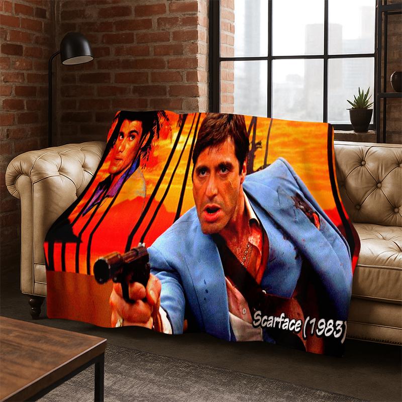 Scarface Klassischer Film Tony Flanelldecke Weiche Warme Decke Überwurfdecke für Schlafzimmer Wohnzimmer Bett Reise Picknick Geschenk Kind