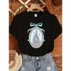 Castle In the Mirror Printed Round Neck Short-sleeved T-shirt Casual and Simple Style Suitable for Summer Girls' Daily Wear