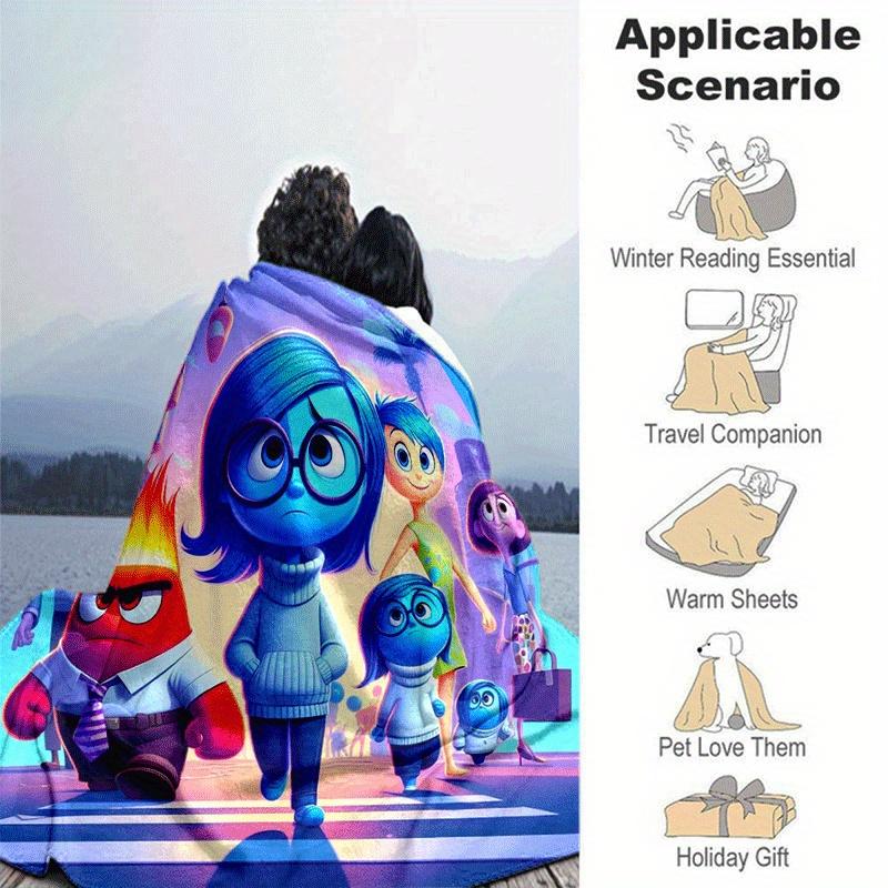 1pc Inside Out Printing Blanket - Soft, All-Season Throw for Living Room, Bedroom,Personalized Gift with Adorable Cartoon Design