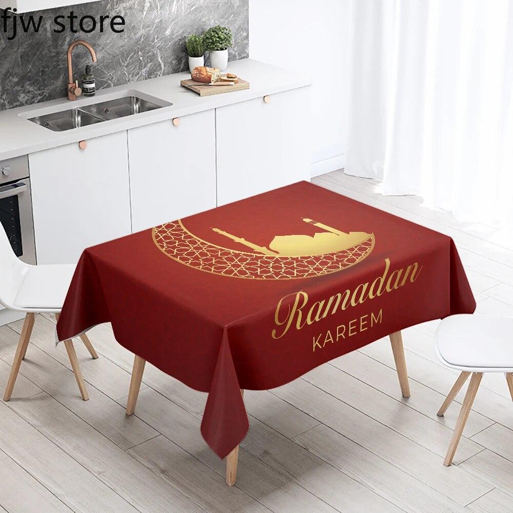 Ramadan Home Decoration Obrus Islamski Muzułmański Meczet Ramadan Kareem Dekoracyjny Obrus Wodoodporny i Odporny na Plamy