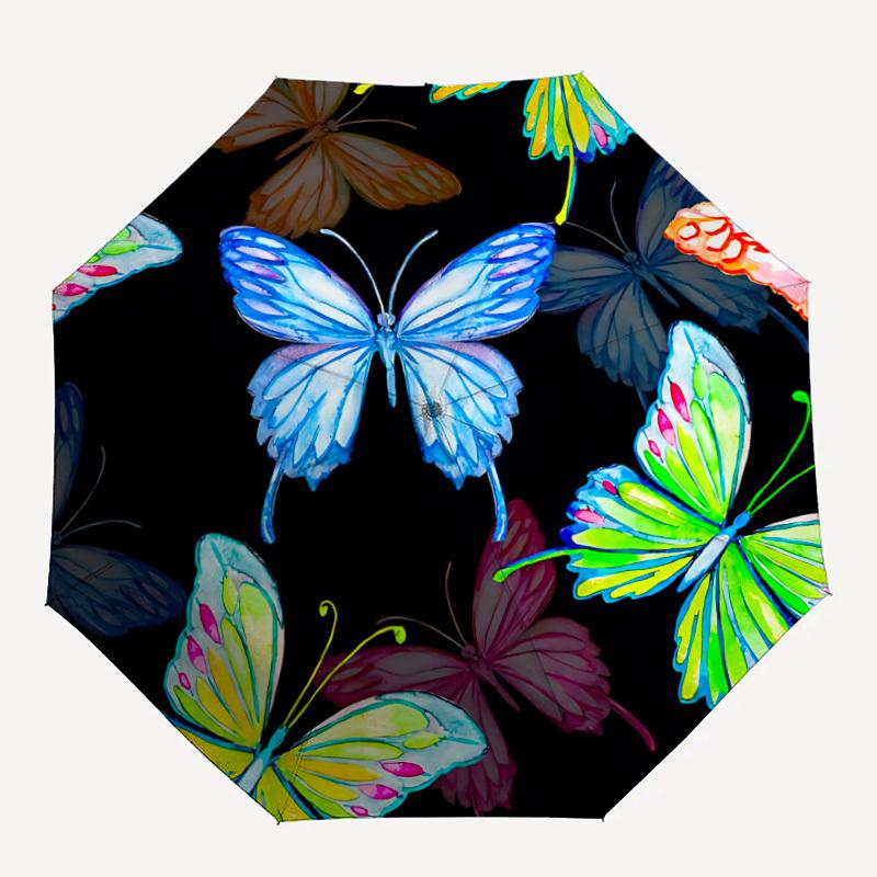 

1pc Butterfly Print Automatic Open/Close Umbrella with Windproof, 8-Rib Sturdy Canopy, Durable Ribs, Ideal for Gifts yy251117058