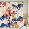 Waterproof Polyester Fabric Shower Curtain Japanese-Style Waves Samurai Landscape 3D Printing Bathroom Decor Shower Curtains