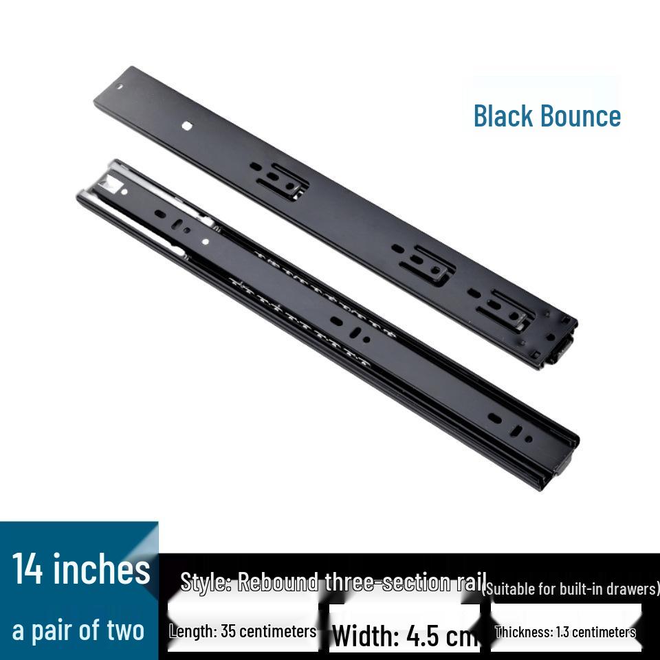 Stainless Steel Silent Ball Bearing Drawer Slides with Three-Section Damping Rails