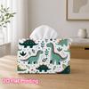 1pc 2d Flat-printed 17.78x10.92x12.95cm Tissue Box Cute Cartoon Dinosaur Repeat Kids Pattern Decorative Napkin Storage for the Living Room and Bedside