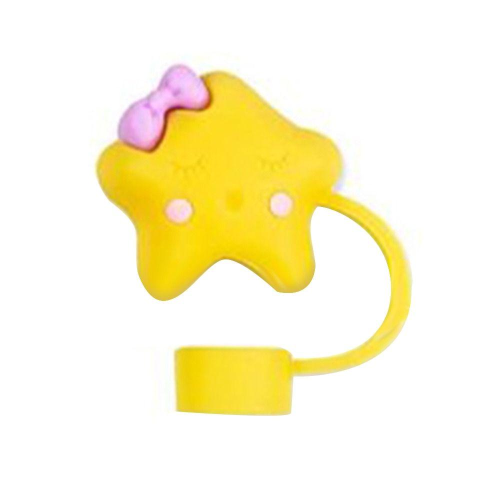 

Splash Proof Straw Tip Covers Silicone Drinking Dust Cap Creative Straw Topper Cup Accessories Yellow-1Pcs