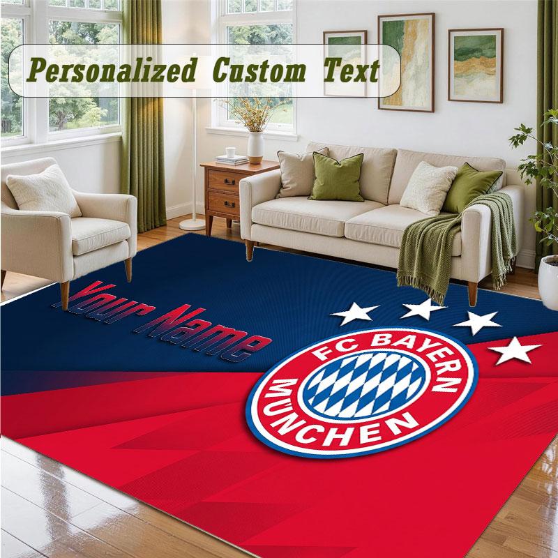 Crystal Velvet Square Rug Custom NameBayern Munich Pattern Non Slip Home Floor Decor Rug