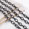 1M Schwarzes Edelstahl Mattiertes Kreuz Oval Gliederketten Schwer Klobig Hip Hop Punk Kette DIY Herren Schmuckherstellung Material Halskette