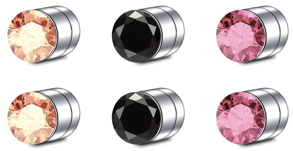 2-12Pcs Simple Stainless Steel Magnetic Nose Stud Earrings, 3mm Non-Pierced Body Jewelry For Male and Female