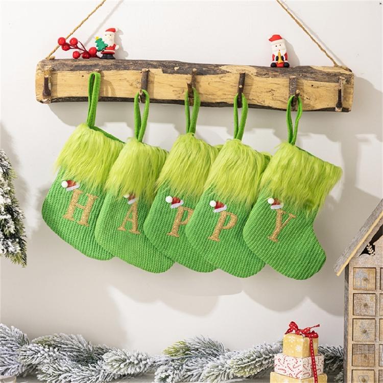 Stylish Embroidered Alphabets Christmas Stocking Knitted Festival Sock for Children Multicolors Holiday Stockings