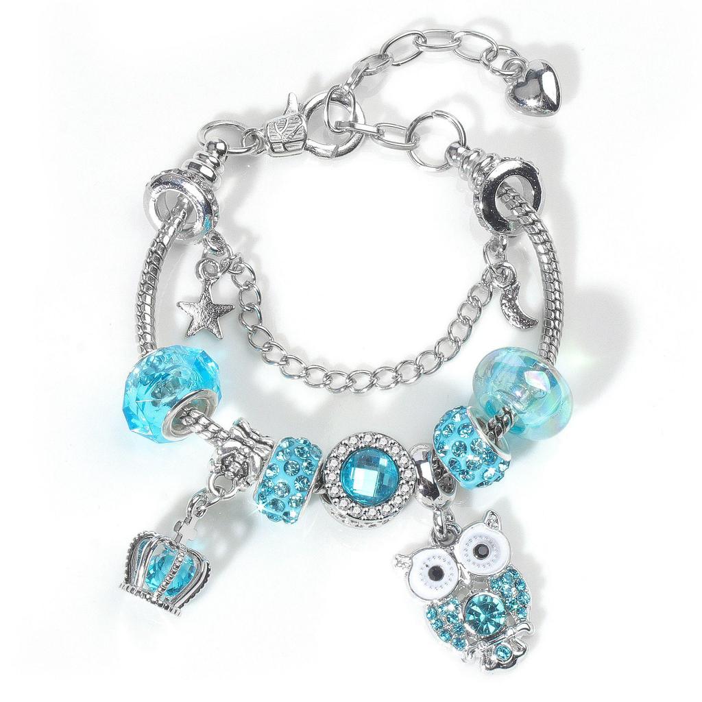 European-American Christmas Snowflake Crystal Beaded Bracelet - Women's Alloy Jewelry
