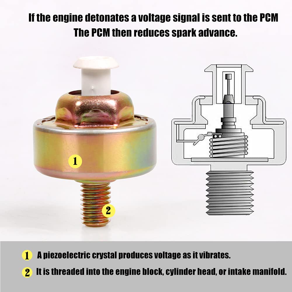 Muge Racing Knock Sensors With Wiring Harness Kit, LS Knock Sensor Kit Compatible With Chevy Silverado Tahoe Suburban Avalanche, GMC Sierra Yukon,