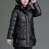 Winter Women's Shiny No-wash Padded Jacket   Mid-length Hooded Padded Coat