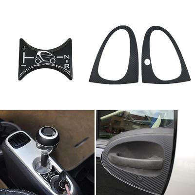 Car Carbon Fiber Door Handle Cover + 3D Gel Car Sticker For Benz Smart Fortwo 451 Brabus 2007-2014 Gear Shift Knob Panel Decal