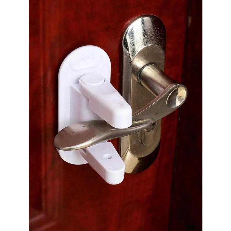 

Door Stopper Clamp With Anti-Lock Buckle For Household Use, No Need For Door Seam, Portable, Door Handle Lock one-size білий