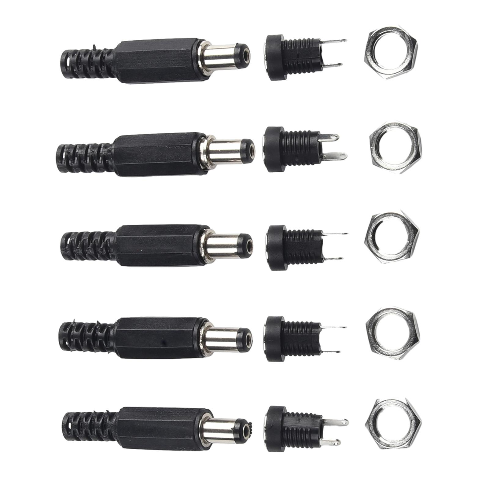 

5 Pair DC 12V Male Female Socket Panel Mount Power Connector DC Power Male Female Socket Adapter Connector Tool