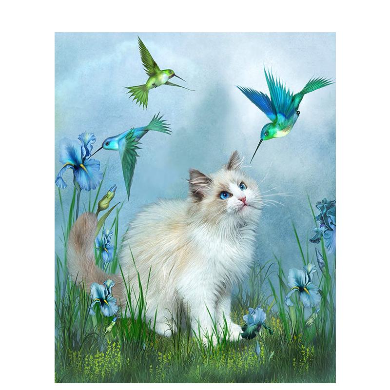 5D Diy Diamond Embroidery Animal Full Round Diamond Painting Cat Diamond Mosaic Cross Stitch Handmade Gift