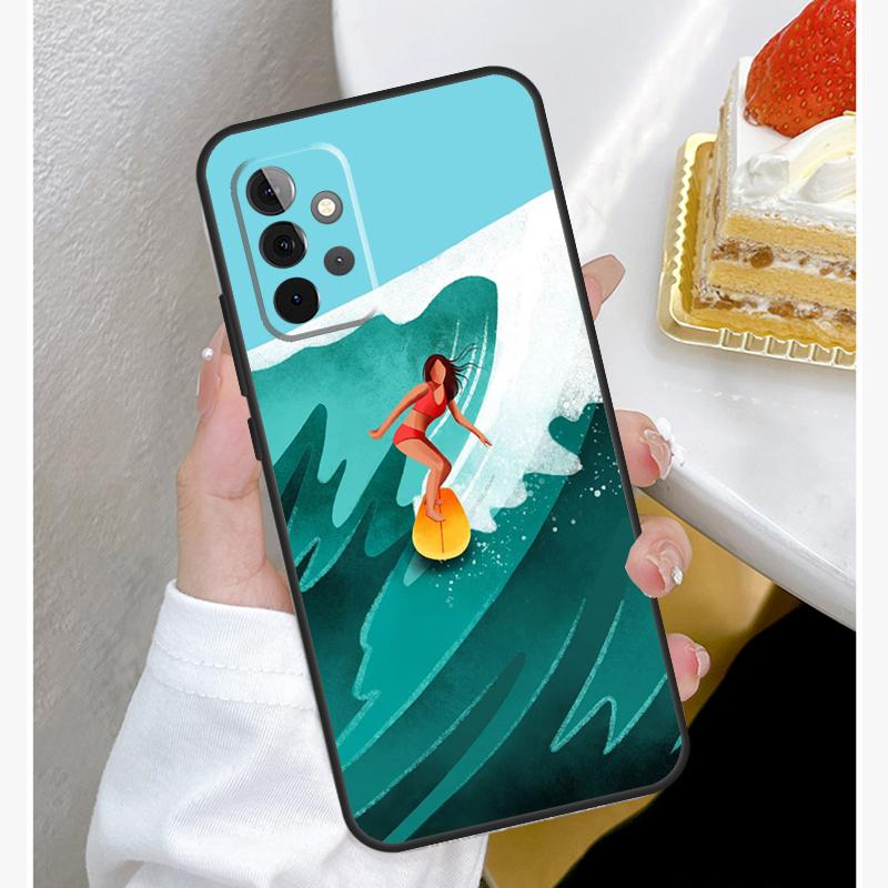 Surfing Wave Case For Samsung Galaxy A15 A25 A35 A55 A51 A71 A12 A32 A52 A13 A33 A53 A14 A34 A54 Cover