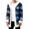 Men's Christmas Long Hooded Cardigan With Pockets Warm Jacket