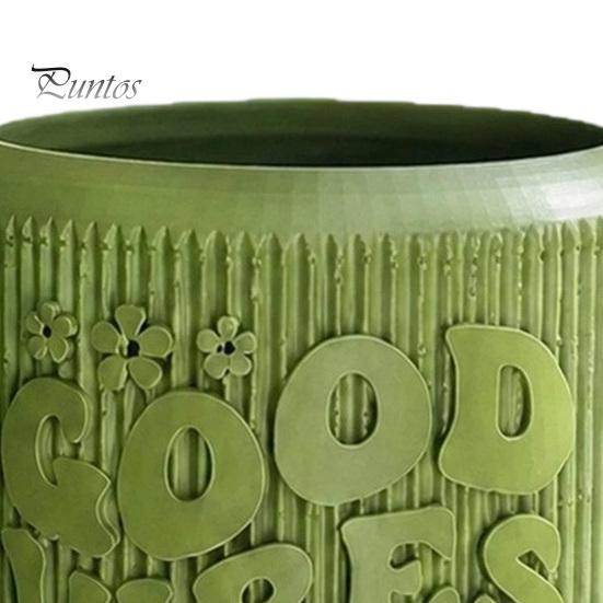 Niche Style Planter 3D Printed Planter, Small Good Vibes Only Flower Pot, Unique Office Desktop Decoration Cute Cactus Plant Container for Home Decor
