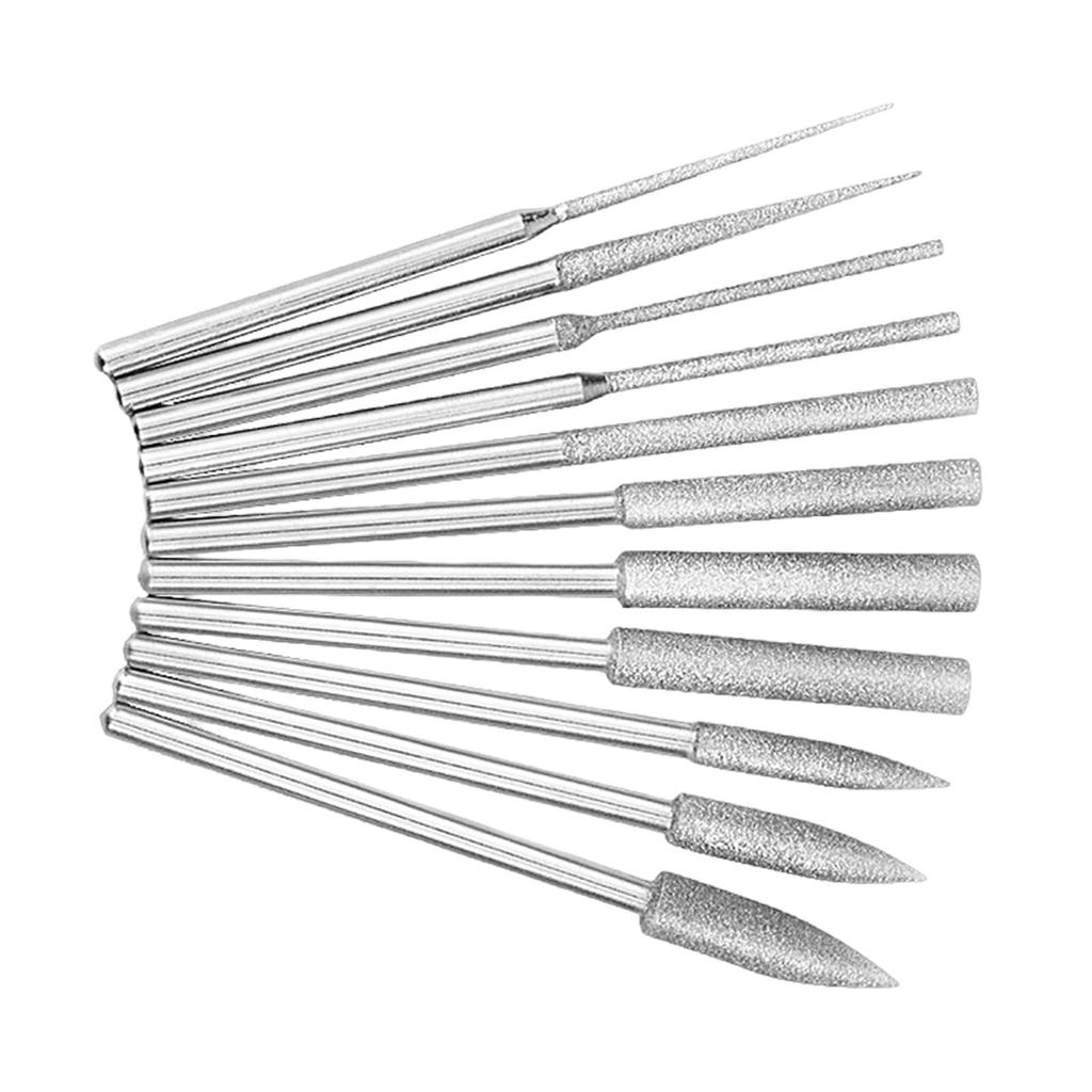 11pcs Diamond Grinding Head Polishing set Long Cone Rotary Tool Rotary Tool Accessories Upgrades for Carving Stone Glass