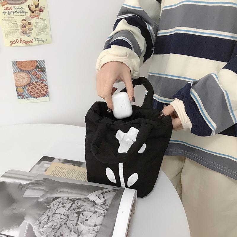 Fashion New Flowers Ladies Shoulder Bag for Women Nylon Bags Space Pad Cotton Feather Down Small Tote Female Handbags