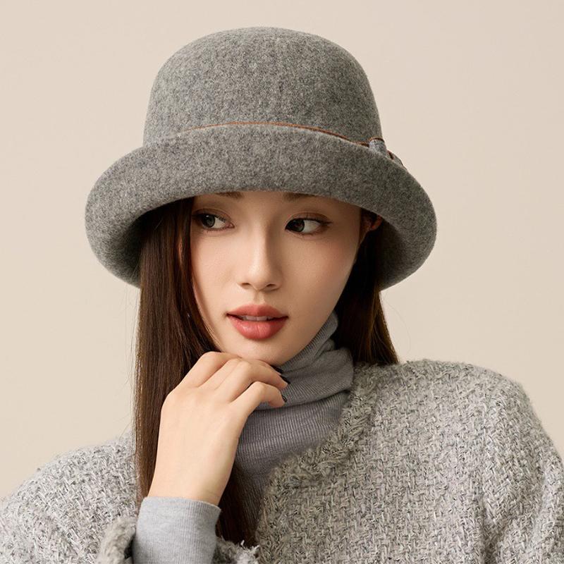 Herbst Winter Wolle Fischerhut Damen Woll Becken Hut