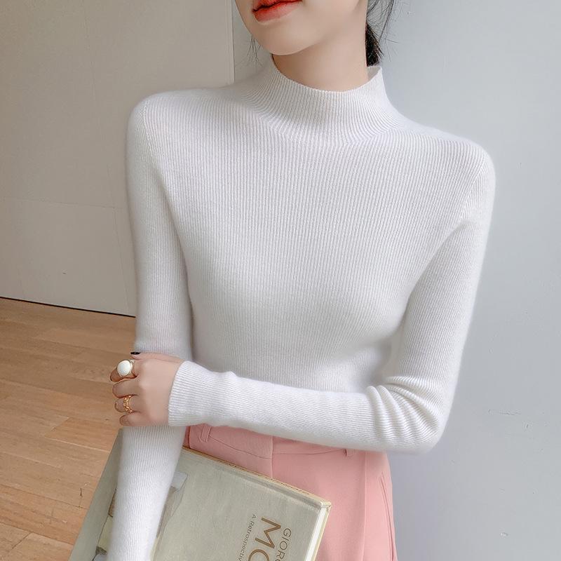 Women's Seamless Cashmere Slim-Fit Half-High Neck Sweater