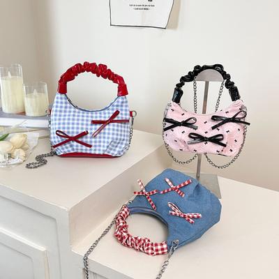 Red Plaid Handbag In Summer Large Capacity Portable and Small Bag with Miscellaneous Items In Small Bag with High Appearance and Versatility Wrist Bag