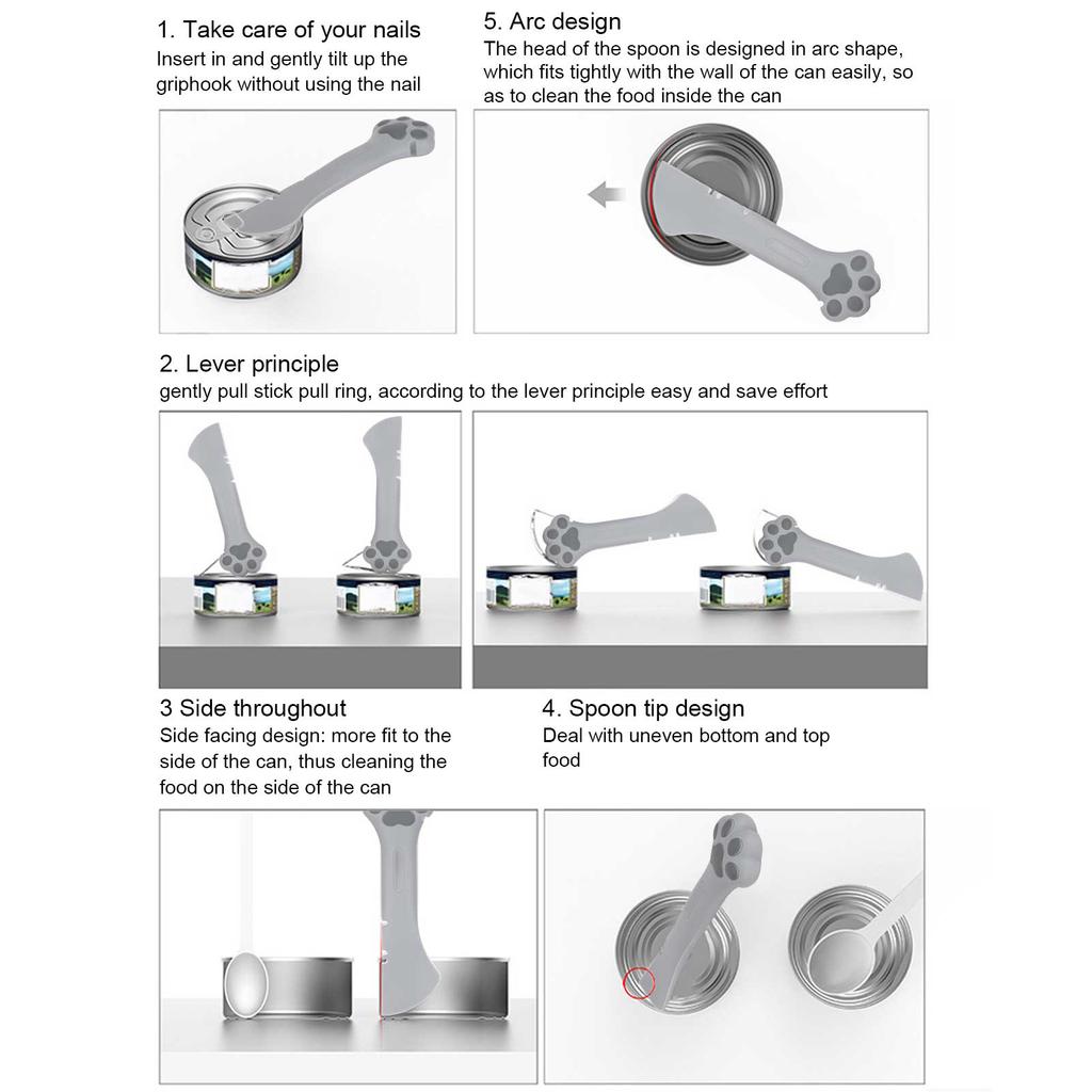 2pcs Multifunction Pet Cat   Can Opener Food Spoon Silicone Lightweight Washable for Cat