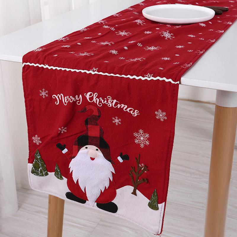 Linen Christmas Table Runner Snowman Xmas Tree Home Dining Table Cover Tablecloth 2024 Navidad Noel Christmas Decorations 2025