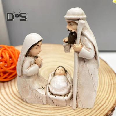Kalėdų Prakartėlių Ornamentas Derva Šventosios Šeimos Figūrėlė Židinio Lentynos Stalo Dekoracija Šventinė Dovana Krikščionims