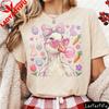 Easter Themed Duck Print T-shirt Cute Cartoon Animal Graphic Tops Women Casual Short Sleeve Crew Neck Holiday Tees