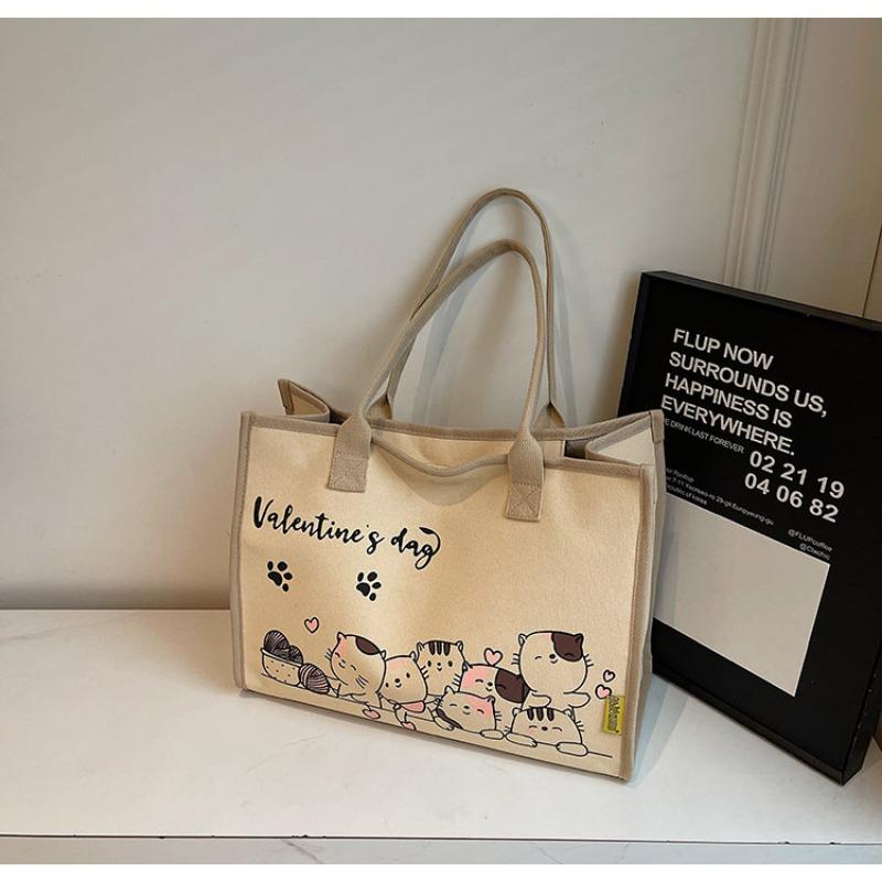 

Холщовая сумка с мультяшным медведем, женская новая модная сумка для поездок на работу, большая вместимость, студенческая сумка для книг на плечо бежевый