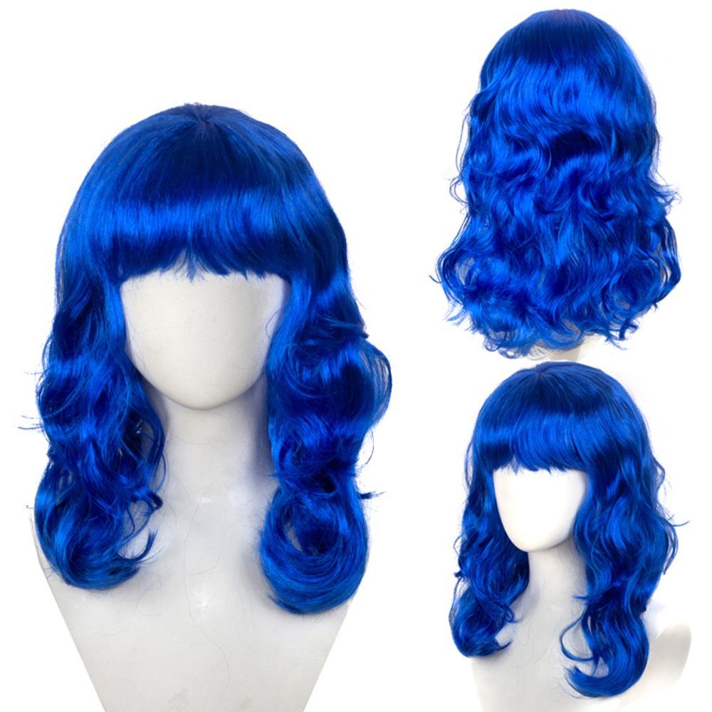 Harajuku Orange Blue Gold Grey Curly Wigs Synthetic Women Layered Wigs  Role-playing