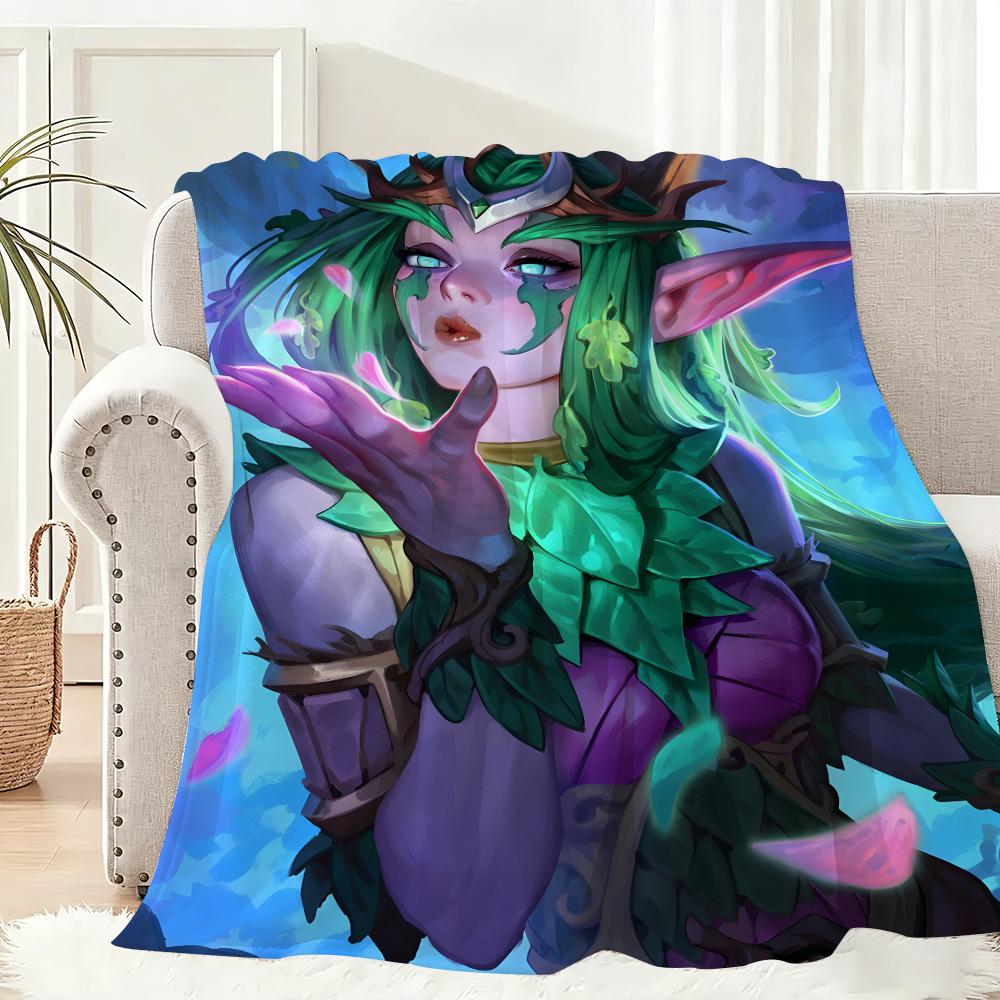 wWorld of Warcraft Game Throw Lightweight 240g Flannel Blanket Soft Skin-friendly for Summer Cooling