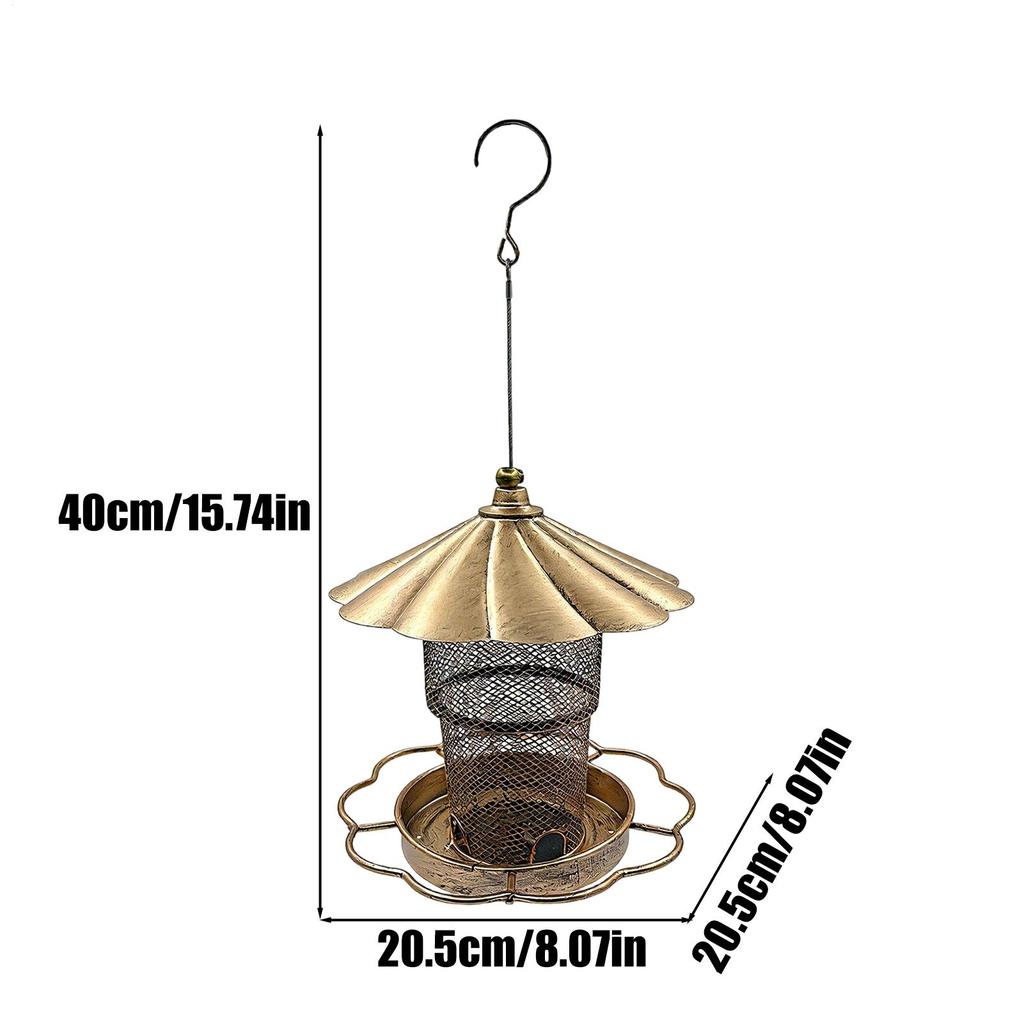 Bird Feeders for Outdoors Squirrel Proof Metal Feeding Station Large Capacity Hangable Heavy Duty Bird Feeder with Roof