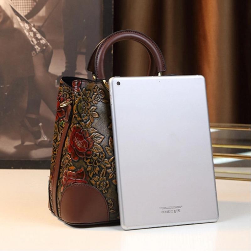 Women Tote Handbag Armpit Bucket Bag Fashion Middle-aged Mother Large-capacity Bag Retro Ink Painting Crossbody Shoulder Messenger Bag