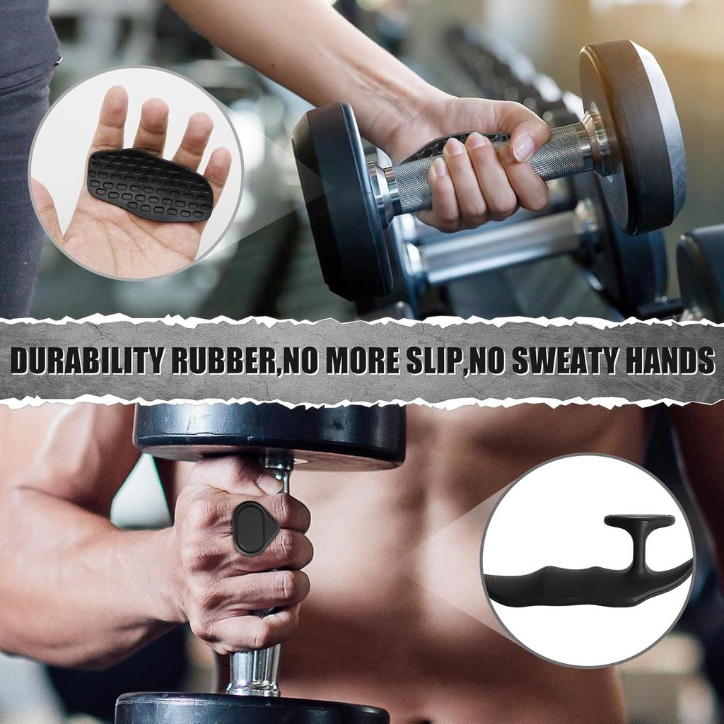 Rubber Gym Grips for Men Women, Anti-Slip Workout Grips Fingerless Workout Gym Gloves Pull Up Grips No Sweaty, Hand Protection Grips