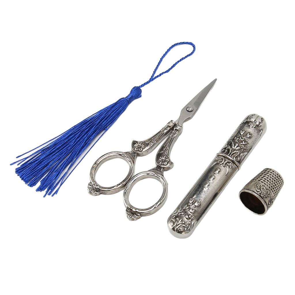 Embroidery Scissors Kit Scissors Thimble Needle Case 3 Piece DIY European Antique Vintage Sewing