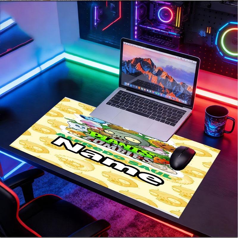 Custom Name Personalized Plants Vs. Zombies Pattern Mousepad, Laptop PC Desk Mat, Decorative Desk Mat for Home Keyboard Pad Gift