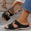 Thick Soled Wedge Slippers for Women's Summer New Style Wedge Heel Fish Mouth Hollowed Out Casual Roman Sandals for Women