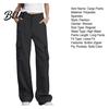 Loose Fit Leg-modifying Pants Women Cargo High Waist Button Zipper Fly Casual Long Trousers Solid