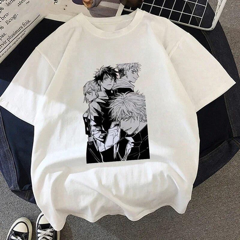 Jujutsu Kaisen T-Shirt Neue japanische Anime Unisex Kawaii Sommer Tops Yuji Itadori Graphic Tees Ulzzang Lose Cartoon Unisex Unisex T-Shirt